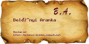 Belányi Aranka névjegykártya